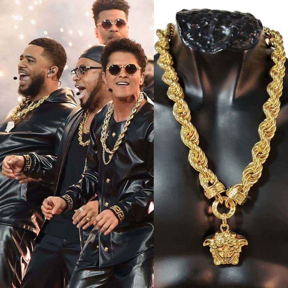 Authentic Versace Runway 24K Gold Plated Medusa Chain as seen on Bruno Mars